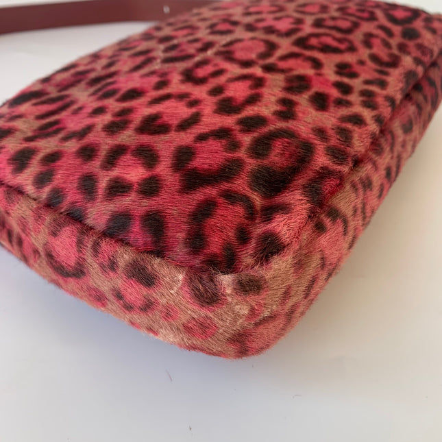 Sold Fendi Baguette Pink Leopard Print Pony-hair style calfskin