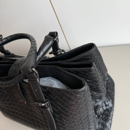 Bottega Veneta Roma Handbag Bag Intrecciato Nappa Leather Black Large 35cm