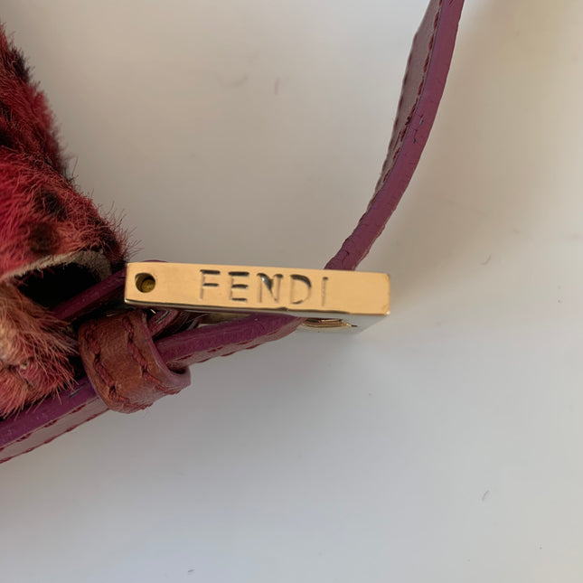 Sold Fendi Baguette Pink Leopard Print Pony-hair style calfskin