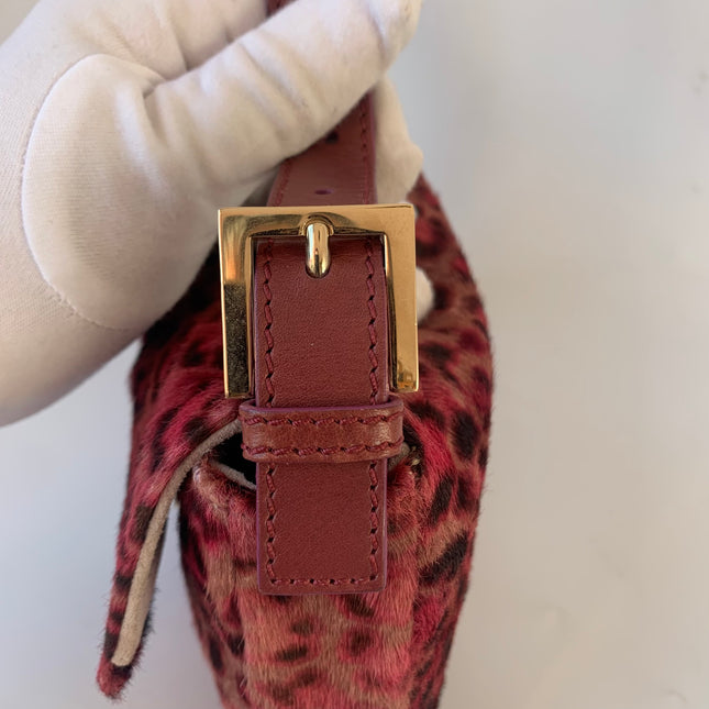 Sold Fendi Baguette Pink Leopard Print Pony-hair style calfskin