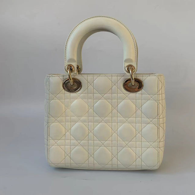 Sold Lady Dior Small My Abcdior White Ecru Lambskin Cannage Leather