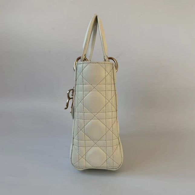 Sold Lady Dior Small My Abcdior White Ecru Lambskin Cannage Leather