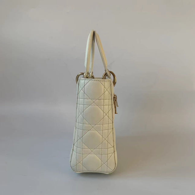 Sold Lady Dior Small My Abcdior White Ecru Lambskin Cannage Leather