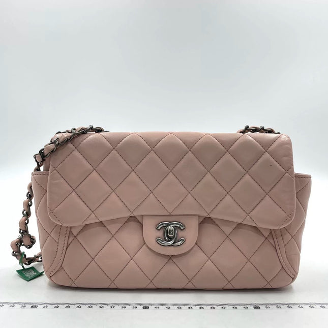 Sold Chanel Classic Flap 2014-2015 Pink Lambskin Leather Medium Shoulder Bag