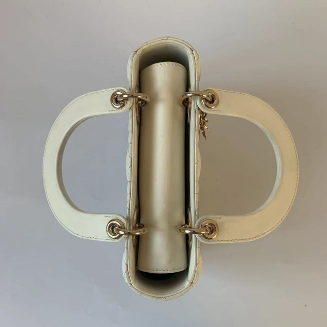 Sold Lady Dior Small My Abcdior White Ecru Lambskin Cannage Leather
