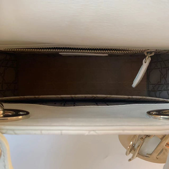 Sold Lady Dior Small My Abcdior White Ecru Lambskin Cannage Leather
