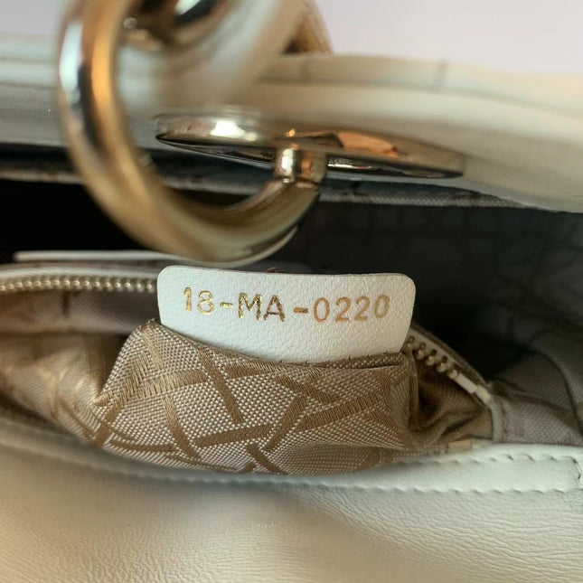 Sold Lady Dior Small My Abcdior White Ecru Lambskin Cannage Leather