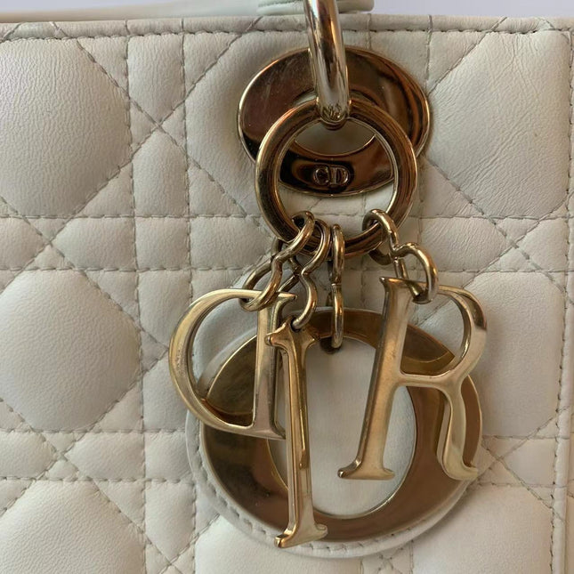 Sold Lady Dior Small My Abcdior White Ecru Lambskin Cannage Leather