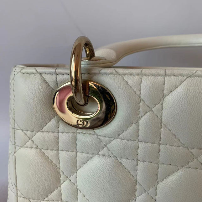 Sold Lady Dior Small My Abcdior White Ecru Lambskin Cannage Leather