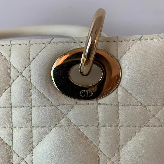 Sold Lady Dior Small My Abcdior White Ecru Lambskin Cannage Leather