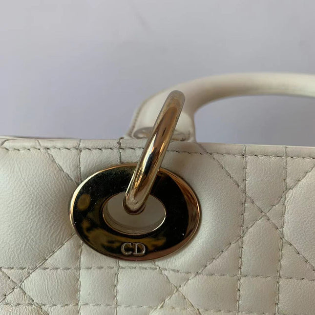 Sold Lady Dior Small My Abcdior White Ecru Lambskin Cannage Leather