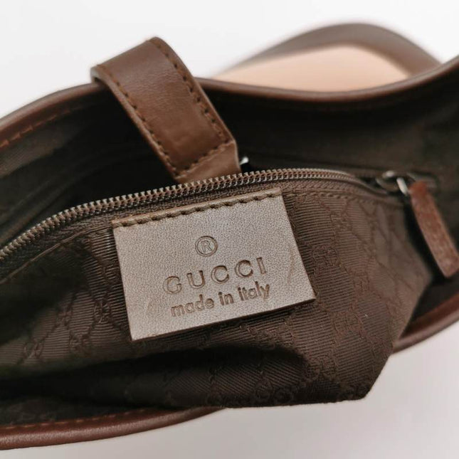 Sold Gucci Jackie Vintage Small Brown Leather and Fabric Silver Hardware