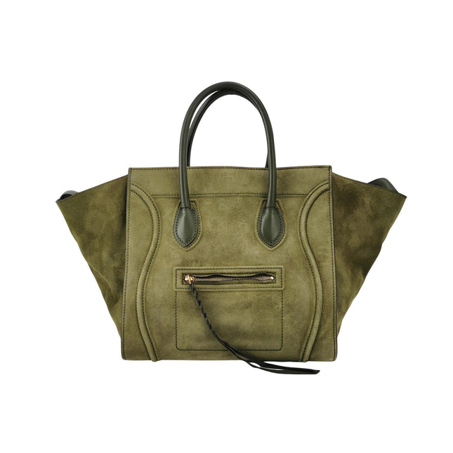 Celine Green Phantom Mini Green Suede Leather 30cm-Luxbags