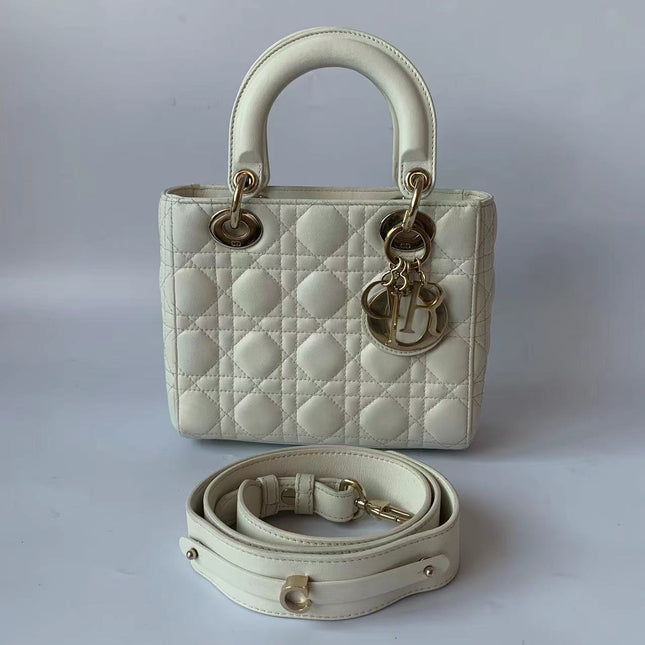 Sold Lady Dior Small My Abcdior White Ecru Lambskin Cannage Leather