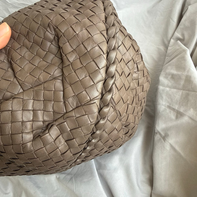 Bottega Veneta Belly Hobo Intreccio Leather Grey Large 50cm