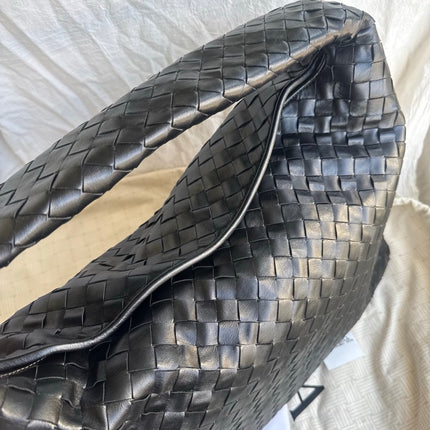 Bottega Veneta Hop Black Intrecciato Leather Maxi Hobo Bag 54cm