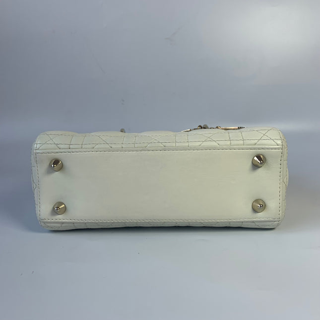 Sold Lady Dior Small My Abcdior White Ecru Lambskin Cannage Leather