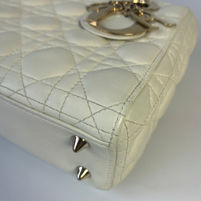 Sold Lady Dior Small My Abcdior White Ecru Lambskin Cannage Leather