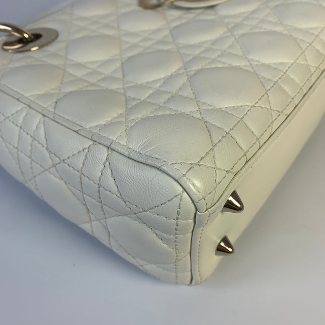 Sold Lady Dior Small My Abcdior White Ecru Lambskin Cannage Leather