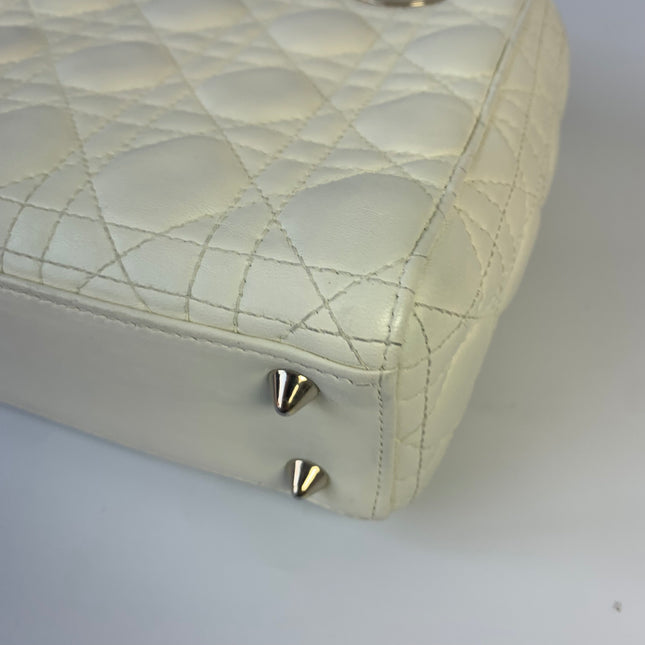Sold Lady Dior Small My Abcdior White Ecru Lambskin Cannage Leather