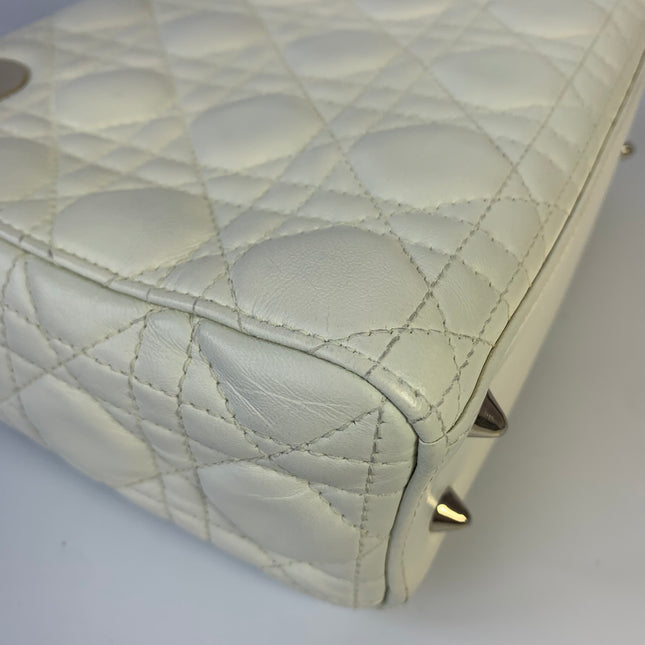 Sold Lady Dior Small My Abcdior White Ecru Lambskin Cannage Leather