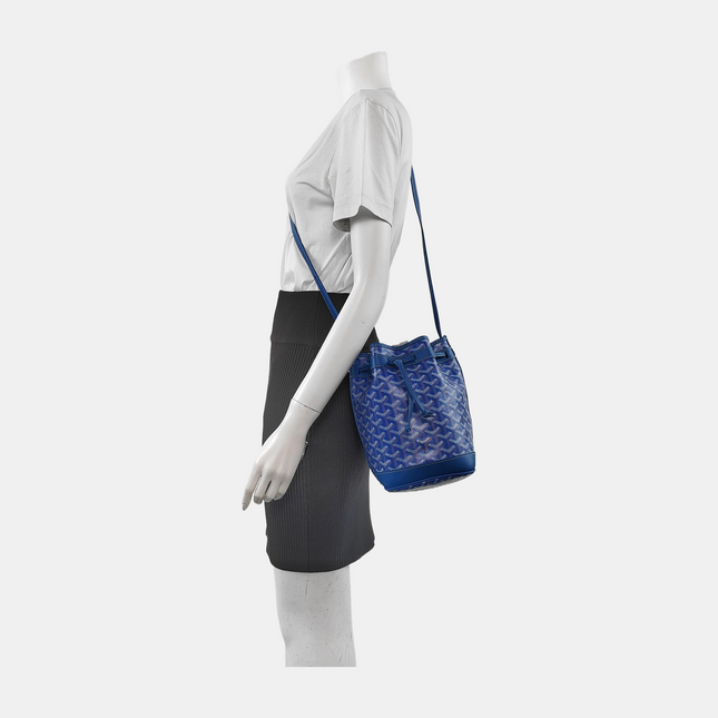 Goyard Petit Flot Drawstring Bucket Bag Blue Goyardine Crossbody Bag