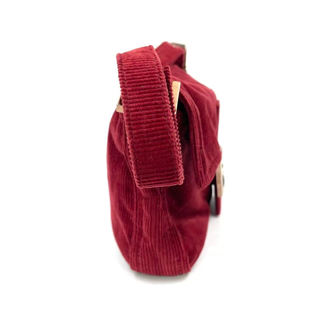 FENDI Baguette Vintage Red Corduroy Shoulder Bag