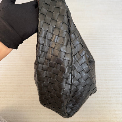 Bottega Veneta Jodie Medium Black Lambskin Leather Silver Hardware