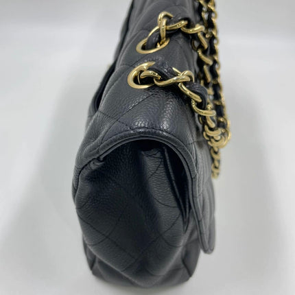 Chanel Classic Flap Jumbo 2009 Black Caviar Leather Single Flap Gold Hardware