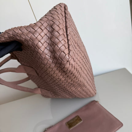 Sold Bottega Veneta Cabat Large Intreccio Leather Tote Bag Pink 42cm