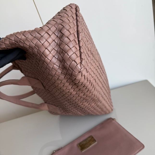 Sold Bottega Veneta Cabat Large Intreccio Leather Tote Bag Pink 42cm