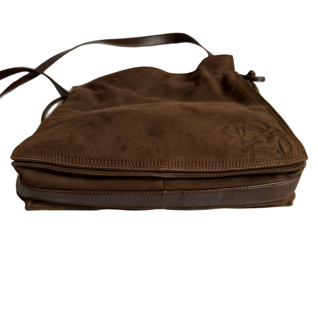 Loewe Flamenco Medium Brown Suede Leather Shoulder Bag 28cm