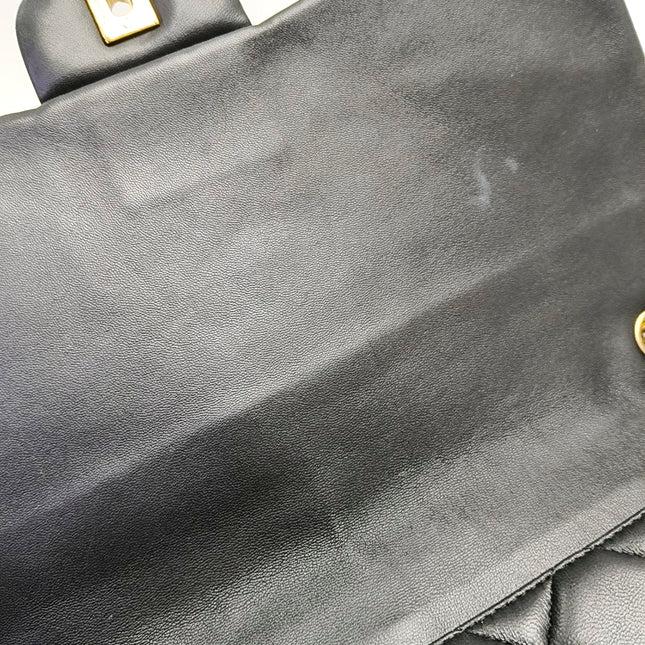 Chanel Classic Flap Maxi 2009 Black Lambskin Leather Single Flap with Gold Hardware