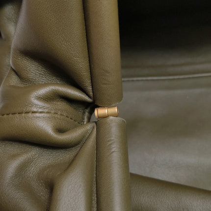 Bottega Veneta Pouch Calfskin Leather Dark Green Large