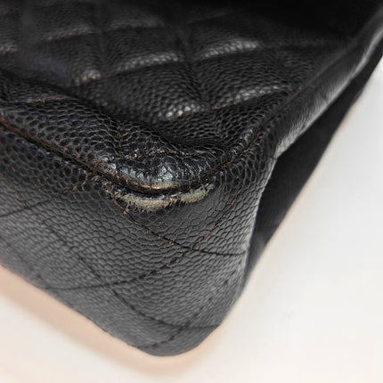 Chanel Classic Flap Medium Dark Navy Caviar Leather with 24k Gold Hardware, 2008