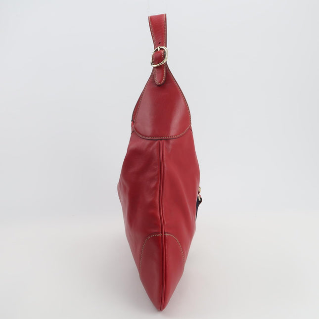 Gucci Jackie Vintage Bouvier Hobo Red Leather with Web Accent