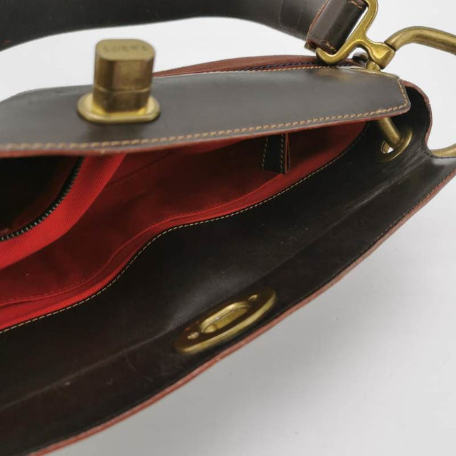 Loewe Shoulder Bag Suede and Leather Dark Brown