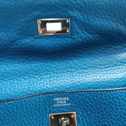 Hermes Kelly Retourne 32 Clemence Leather B3 Bleu Zanzibar Palladium Hardware 2013