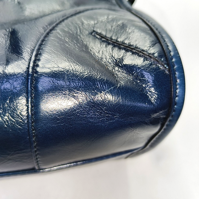 Prada Bonnie Medium Soft Lux Navy Shiny Calfskin Leather Shoulder Bag