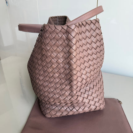 Sold Bottega Veneta Cabat Large Intreccio Leather Tote Bag Pink 42cm