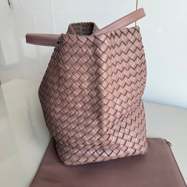 Sold Bottega Veneta Cabat Large Intreccio Leather Tote Bag Pink 42cm