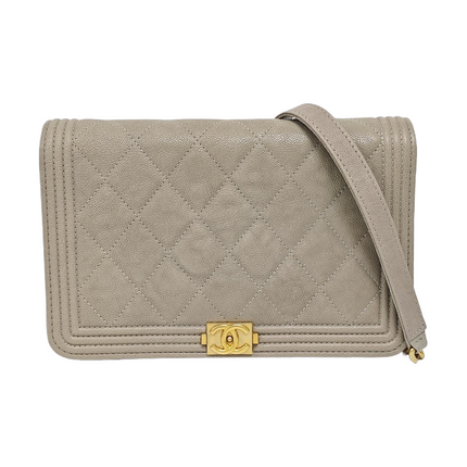 Chanel Wallet on Chain Boy Flap Grey Caviar Leather Gold Hardware 2018-Luxbags