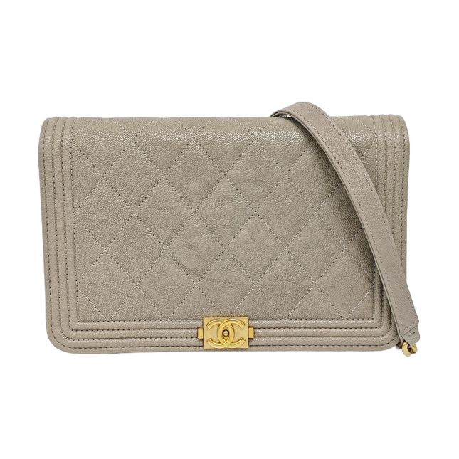 Chanel Wallet on Chain Boy Flap Grey Caviar Leather Gold Hardware 2018-Luxbags