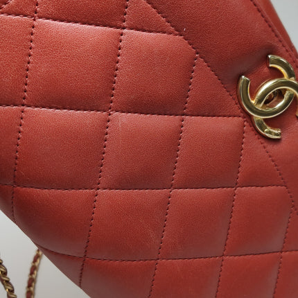 Chanel Diana CC Flap Bag Large Red Lambskin Leather 2014-2015