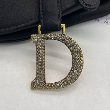 Dior Saddle Mini Silk Black with Crystal Embedded Buckles