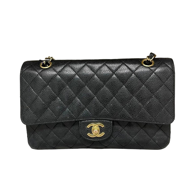 Chanel Classic Flap Medium Black Caviar Leather with 24k Gold Hardware, 2008-2009-Luxbags