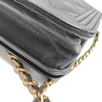 Chanel Wallet on Chain Boy Flap Black Caviar Leather Gold Hardware 2018