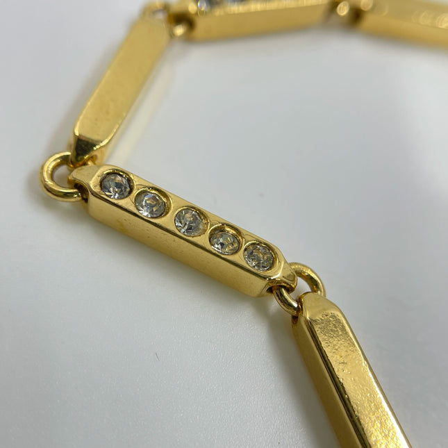 Celine Bracelet Vintage Gold Plated Crystals Embellished Gold Bar Links
