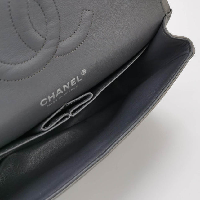 Sold Chanel Classic Flap 2005 Grey Lambskin Leather with Silver Hardware