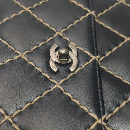 Chanel Wild Stitch Flap Black Leather with Stitching Detail 2000-2002